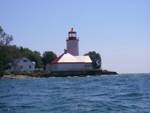 Nine Mile Point Lighthouse on the western tip of Simcoe Island. 
